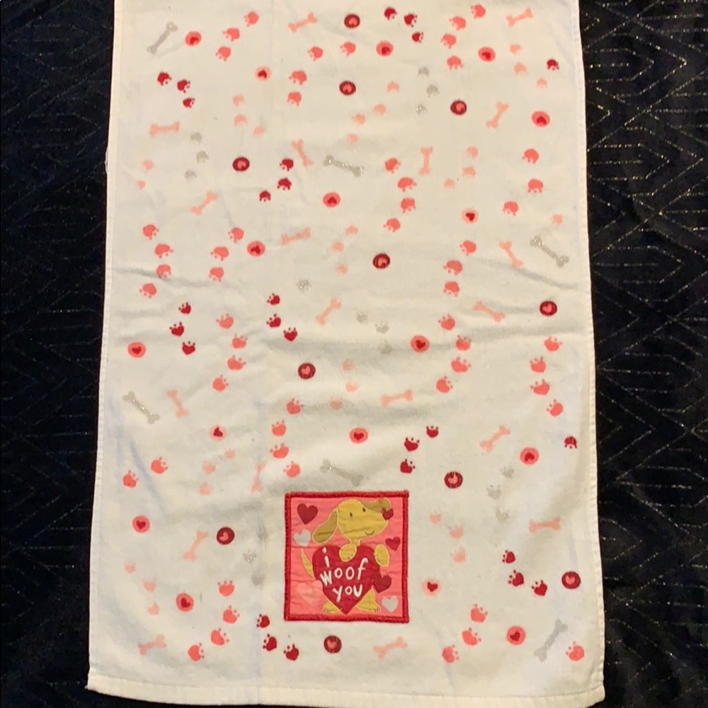 “I Woof You” valentines decorative towel